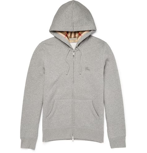 burberry slim-fit cotton-blend jersey zip-up hoodie grey|Men’s Designer Hoodies & Sweatshirts .